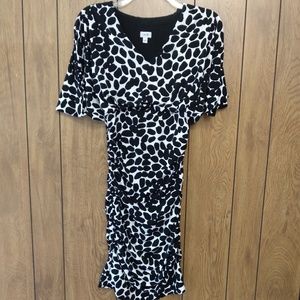 Cache Black and White Elastic Tight Dress Size 2